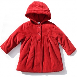 Красное пальто для девочки (вельветовое)
