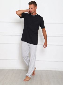 Мужская пижама со штанами и футболкой хлопок